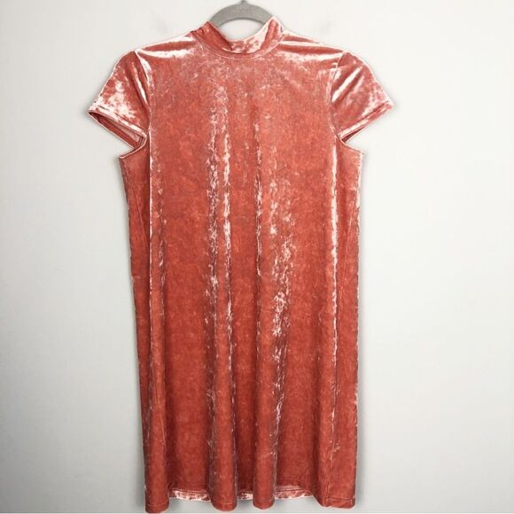 MADEWELL | Crushed Velvet Peach Mock Neck Cap Sleeve Dress Women’s Size X-Small - Picture 2 of 11